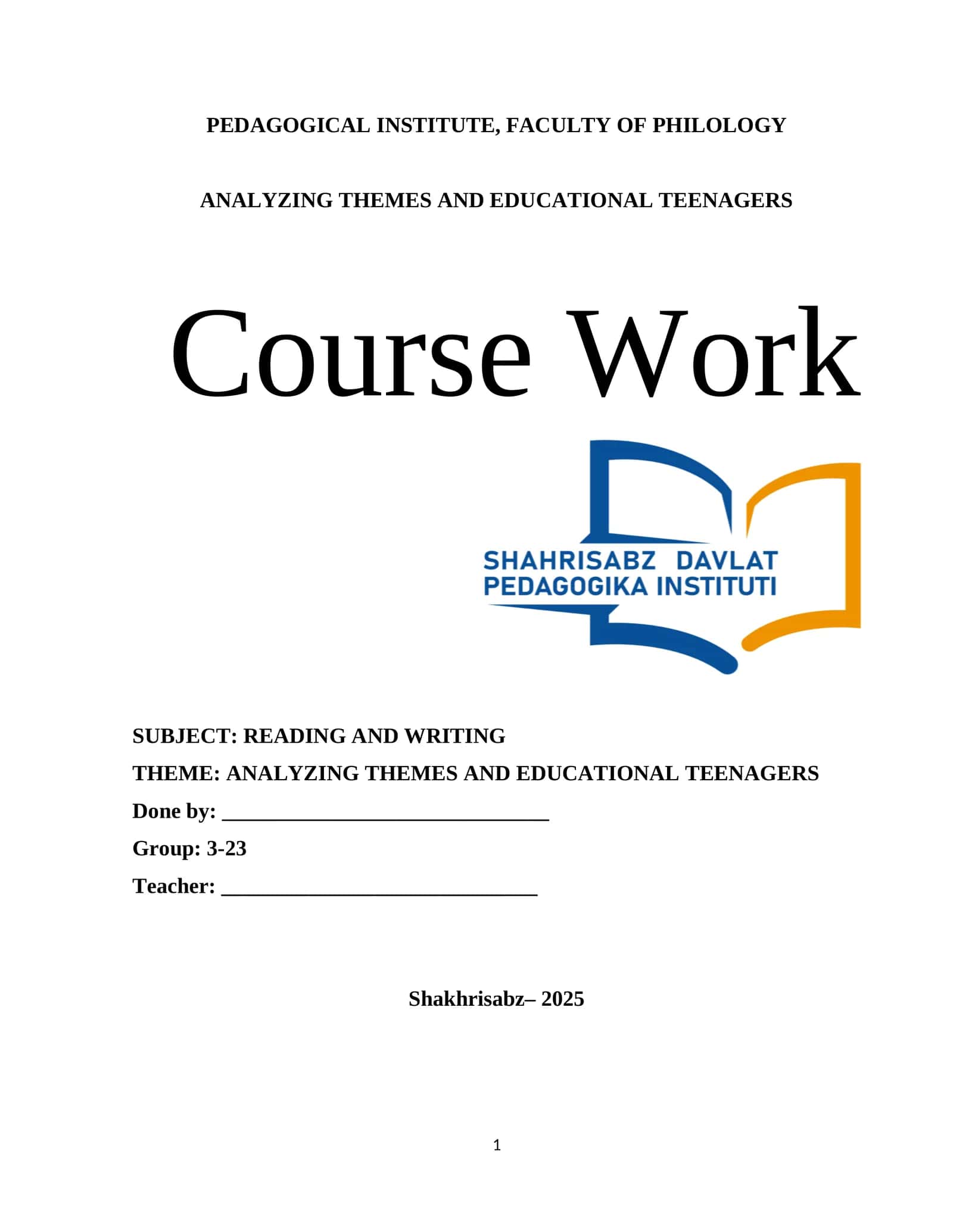 ANALYZING THEMES AND EDUCATIONAL TEENAGERS 1