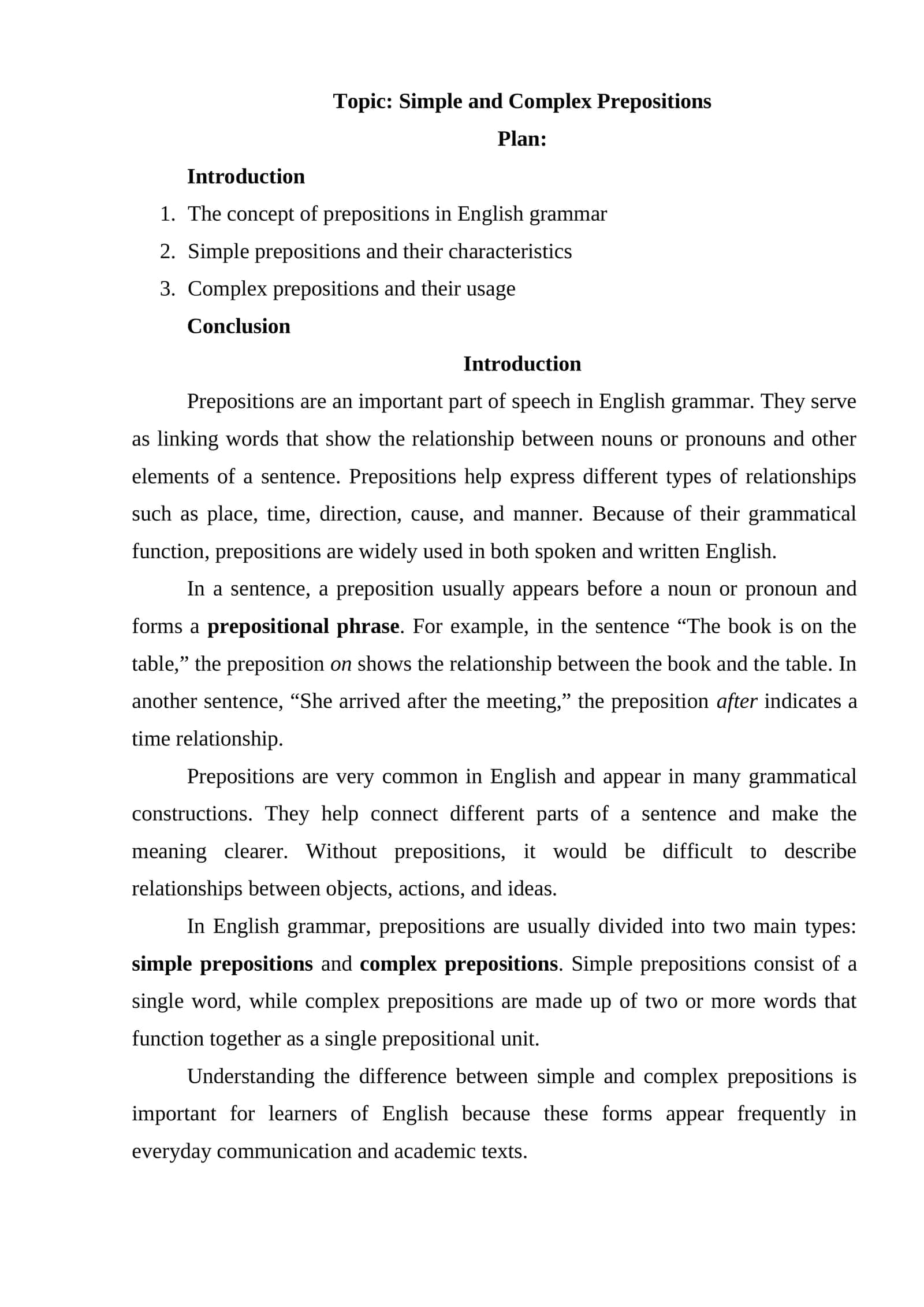Simple and Complex Prepositions 1