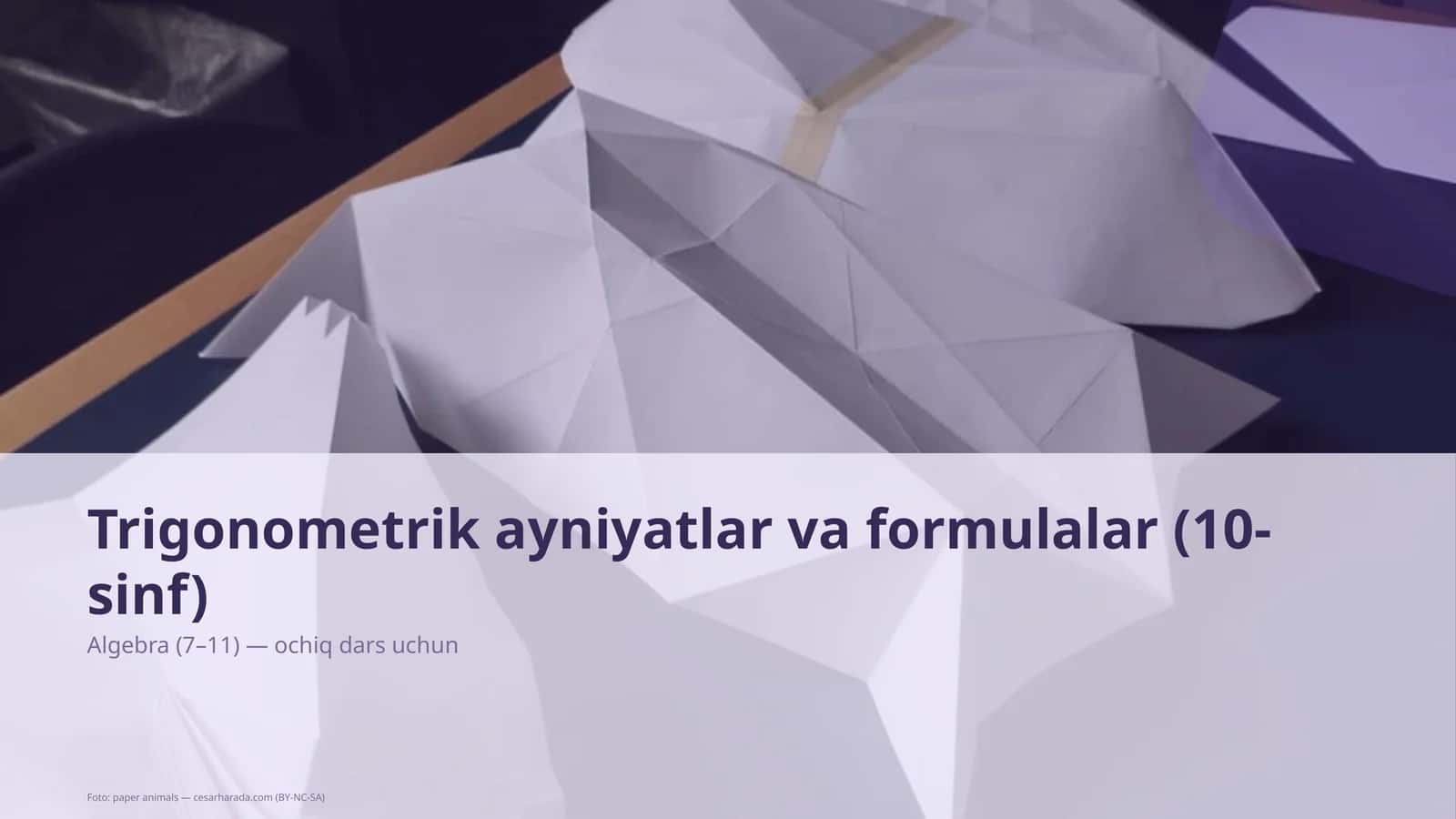 Trigonometrik ayniyatlar va formulalar (10-sinf) 1