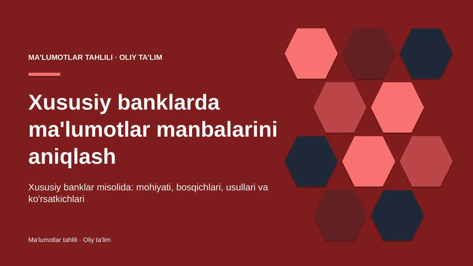 Xususiy banklarda ma'lumotlar manbalarini aniqlash 1