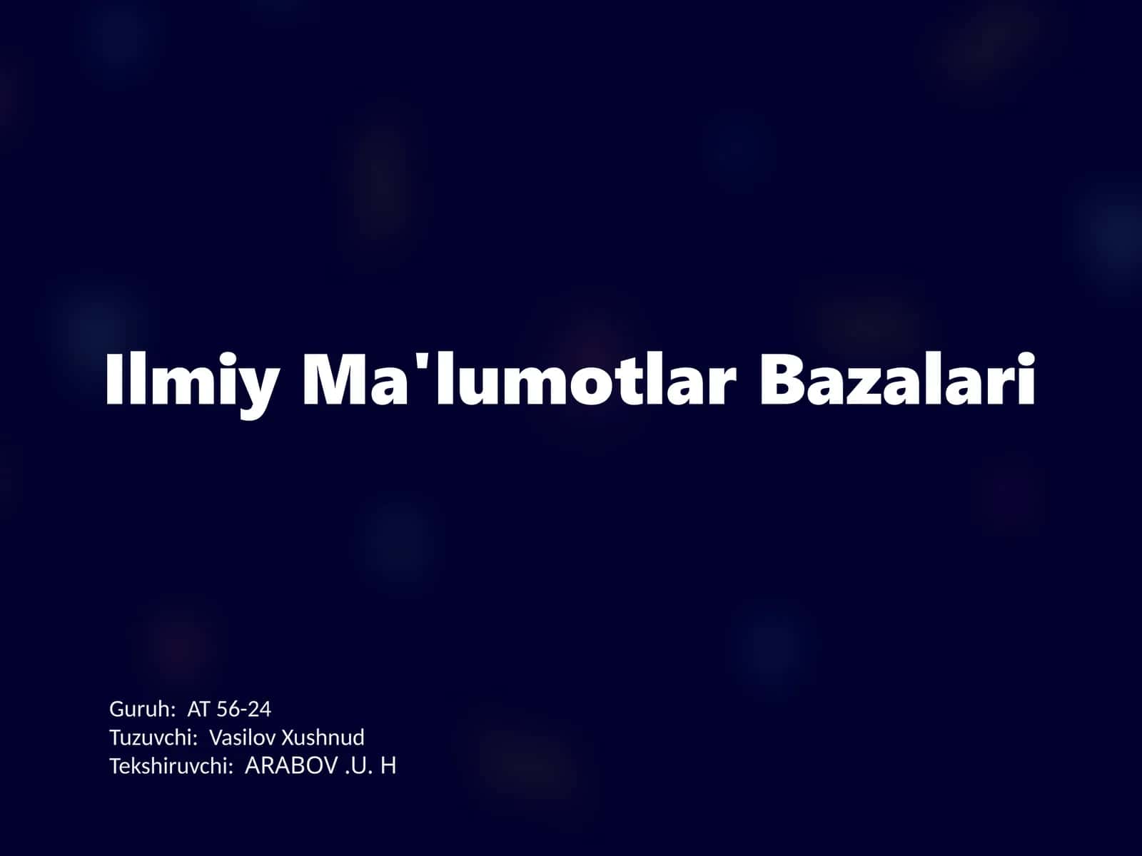 Ilmiy Ma'lumotlar Bazalari 1