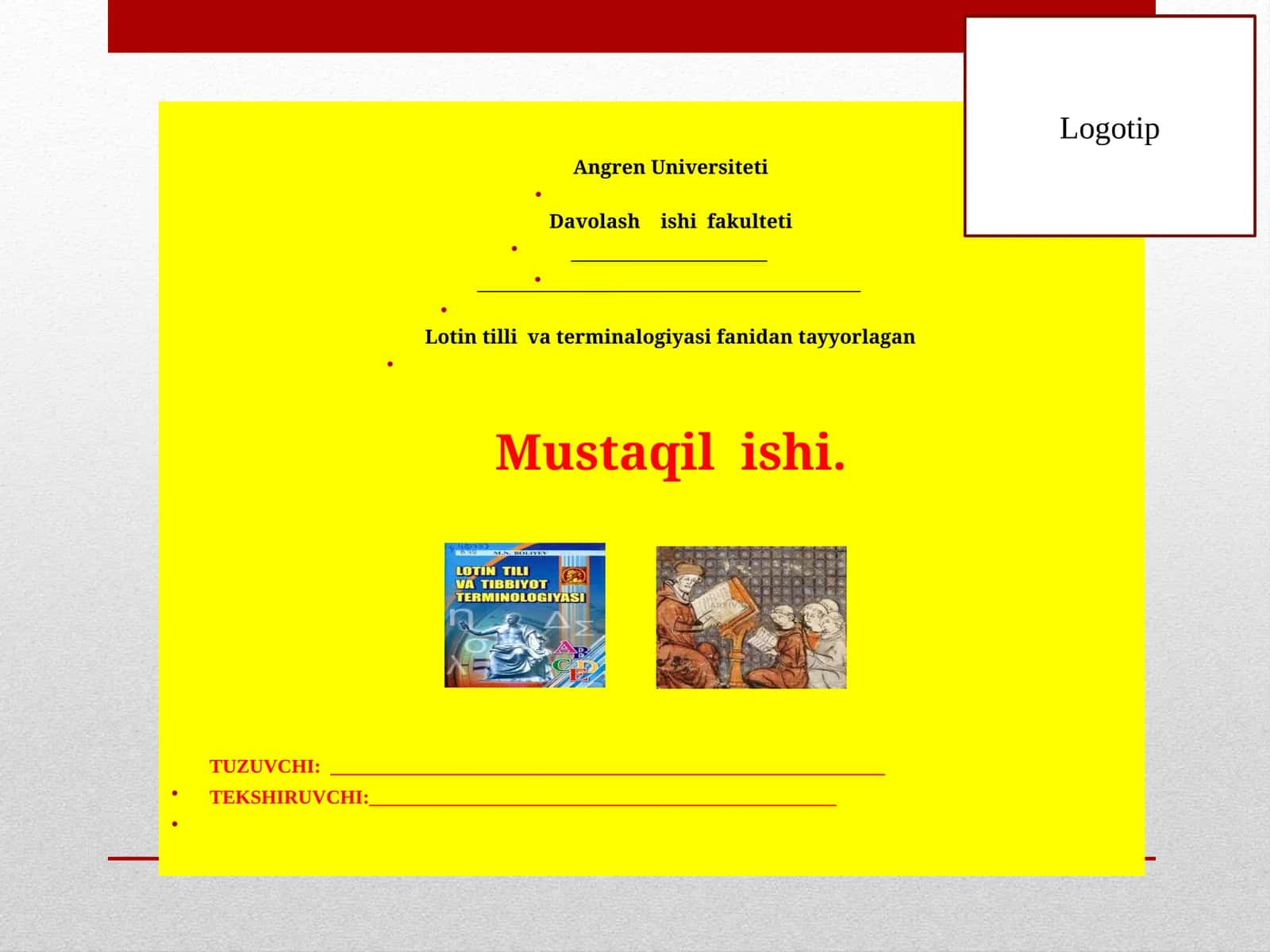 Lotin tilli va terminalogiya fanidan tayyorlagan 1