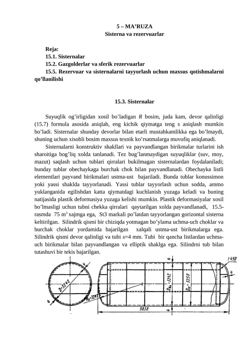 Sisterna va rezervuarlar 1