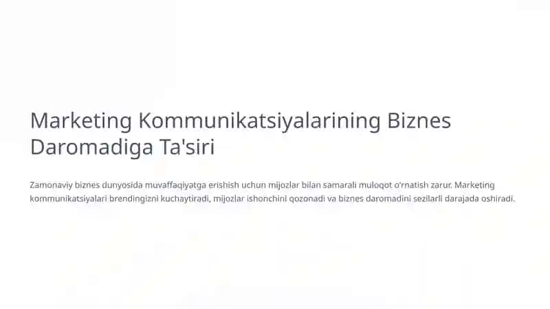 Marketing Kommunikatsiyalarining Biznes Daromadiga Ta'siri