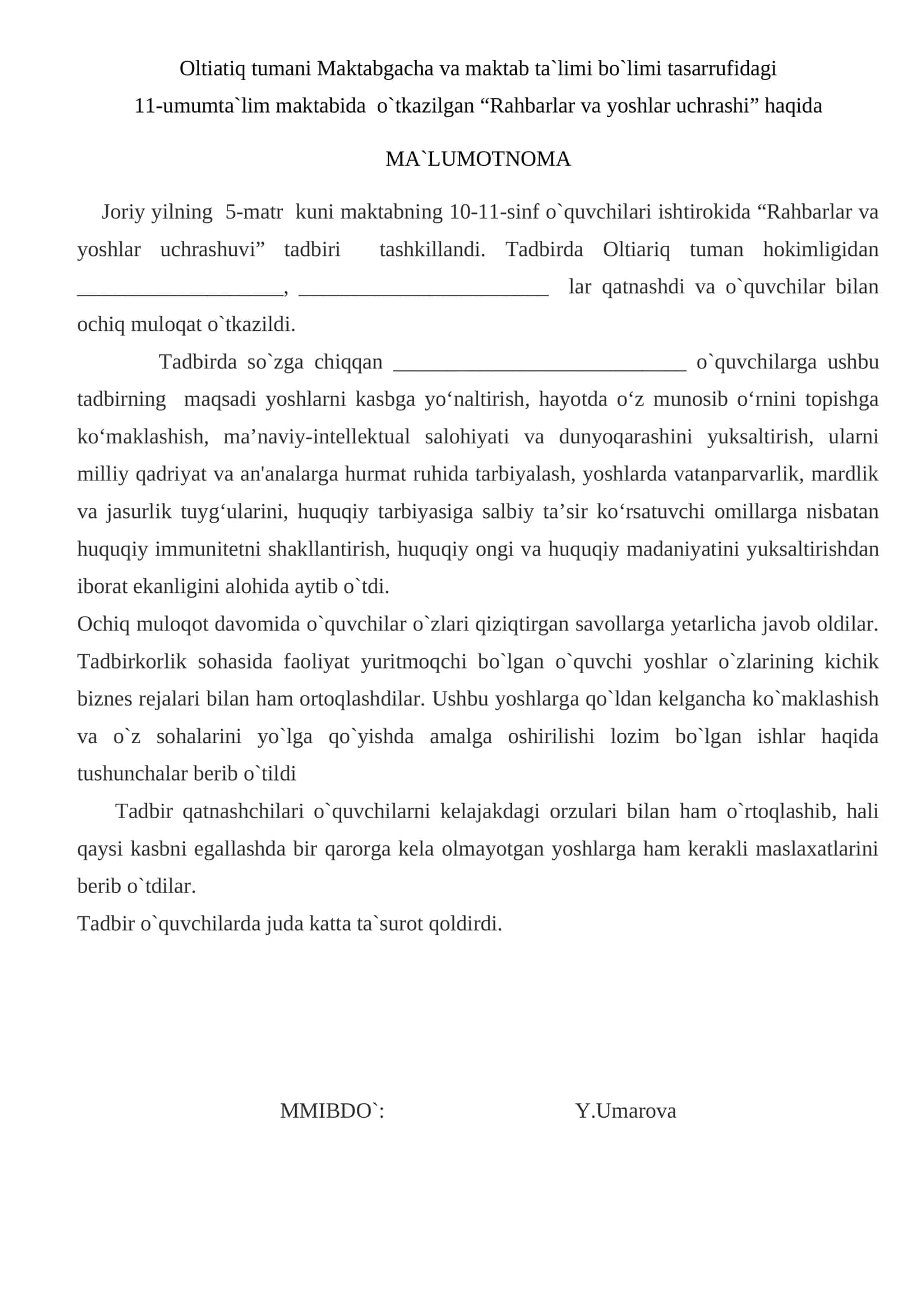 Rahbarlar va yoshlar uchrashi 1