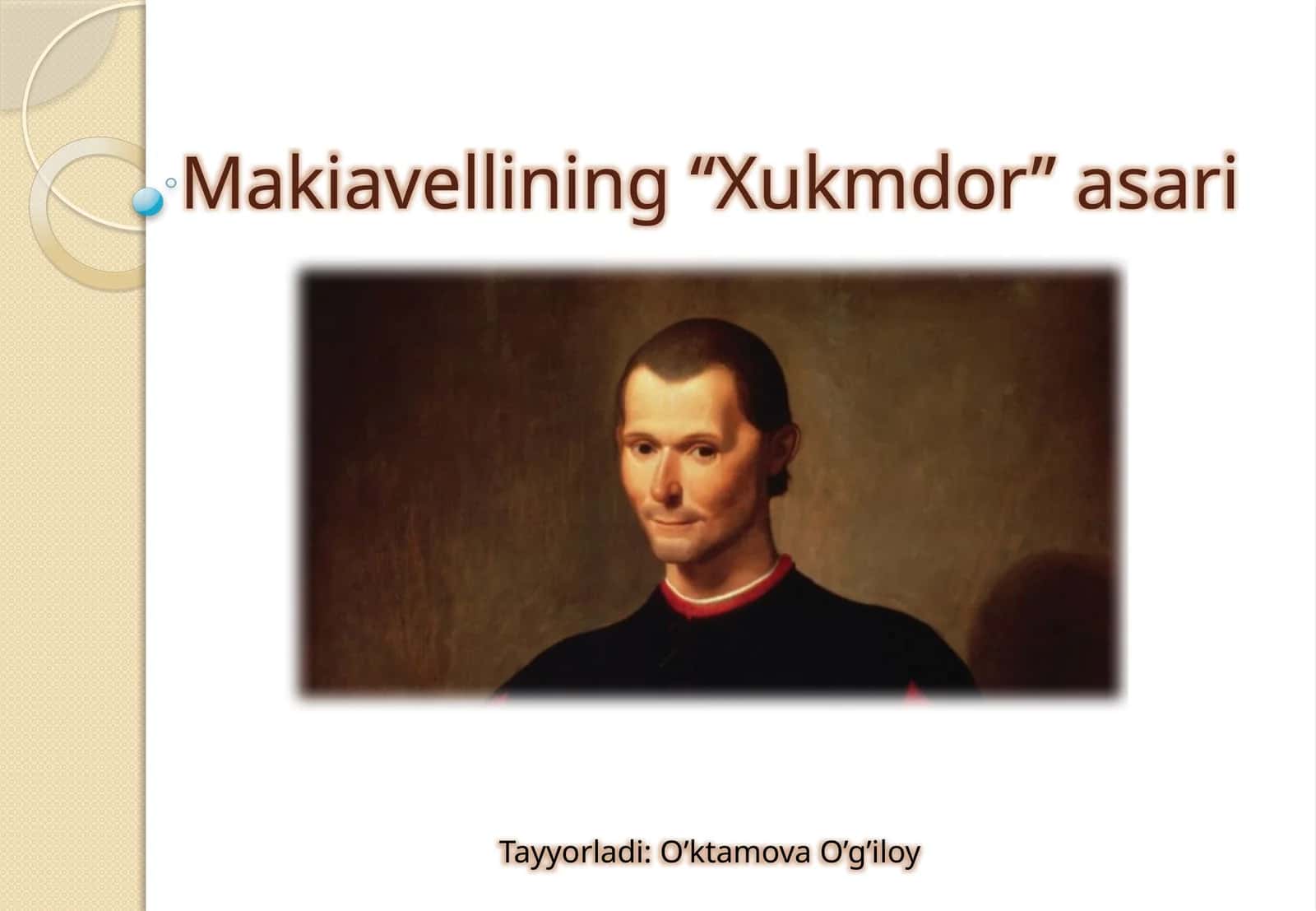Makiavellining “Xukmdor” asari 1