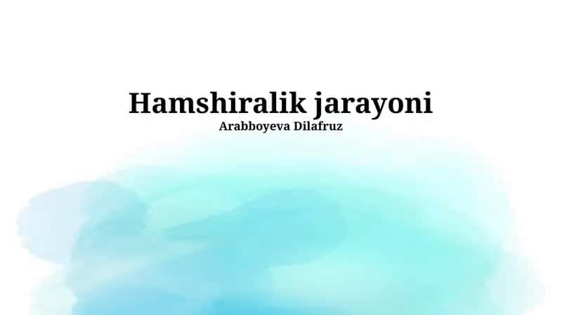 Hamshiralik jarayoni 1