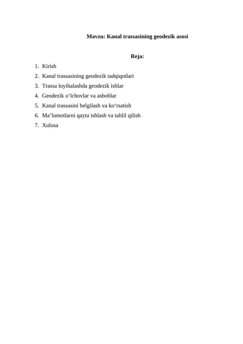 Kanal trassasining geodezik asosi 1