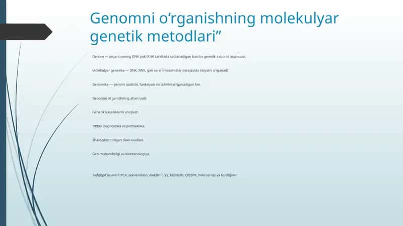 Genomnio‘rganishningmolekulyargenetikmetodlari 1