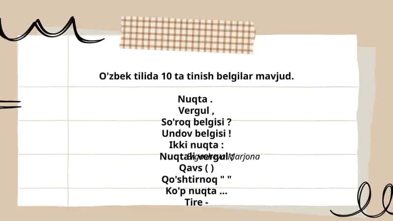 O'zbek tilida 10 ta tinish belgilar 1