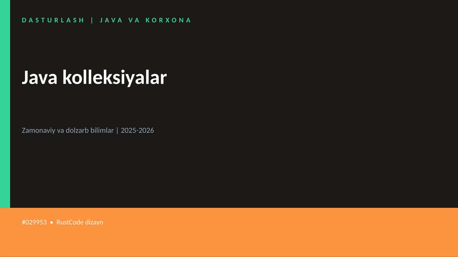 DASTURLASH | JAVA VA KORXONA 1
