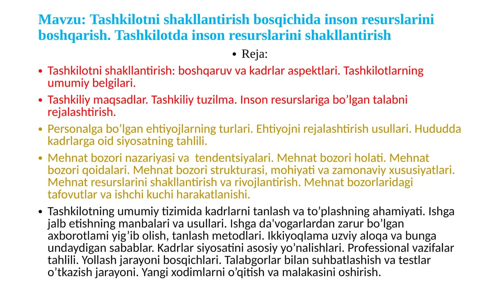 Tashkilotni shakllantirish bosqichida inson resurslarini boshqarish 1