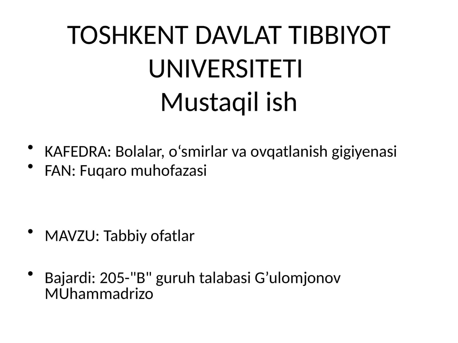 Tabbiy ofatlar 1