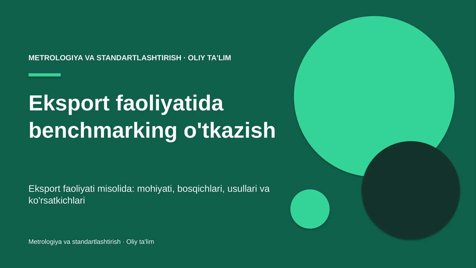 Eksport faoliyatida benchmarking o'tkazish 1