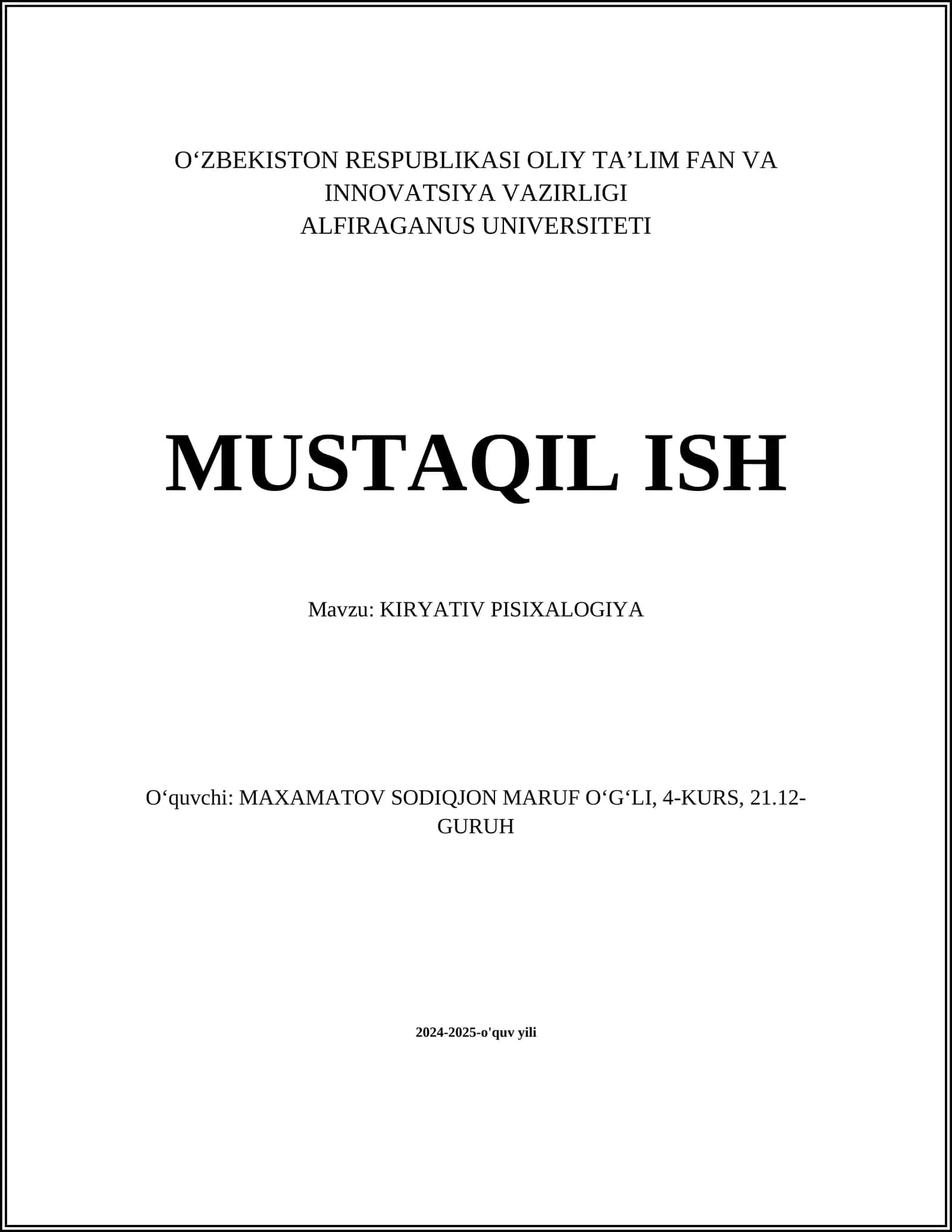 KIRYATIV PISIXALOGIYA 1