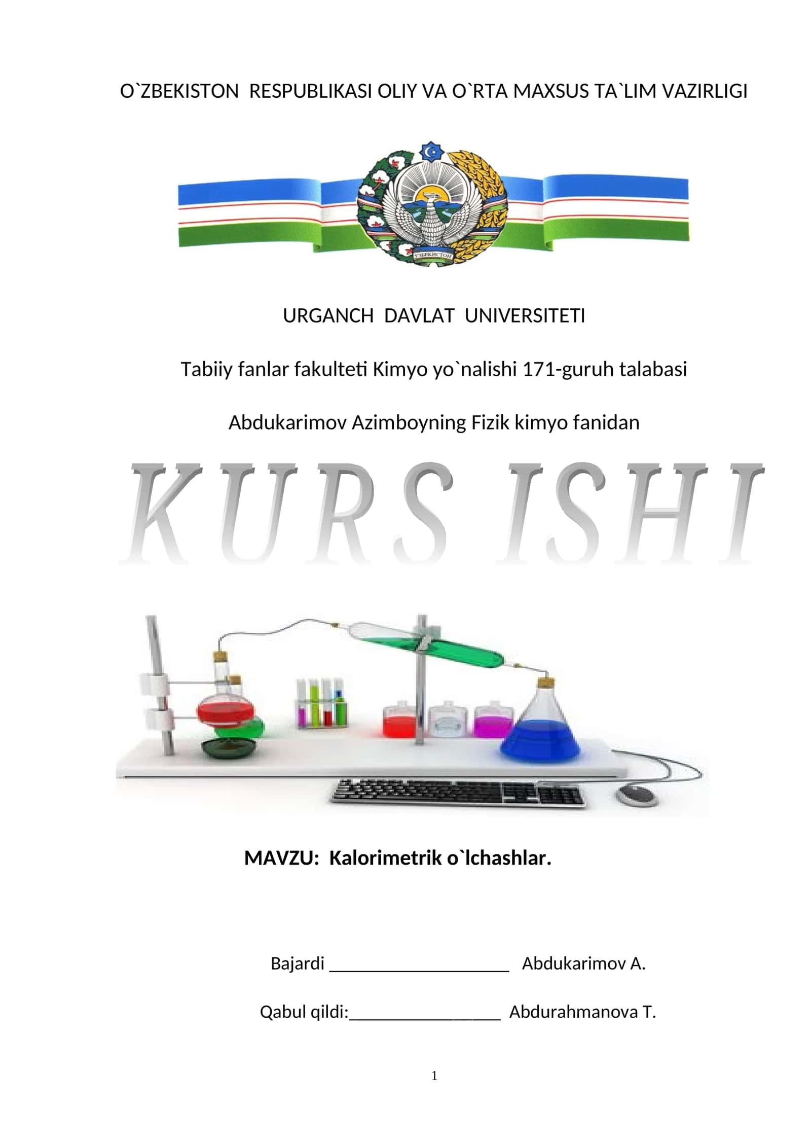 Kalorimetrik o`lchashlar 1