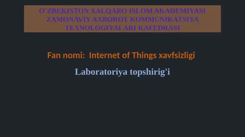 Internet of Things xavfsizligi 1