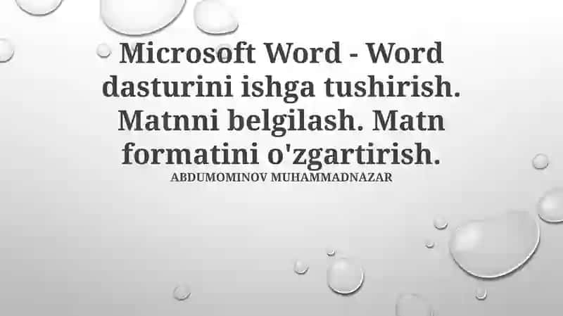 Microsoft Word dasturini ishga tushirish