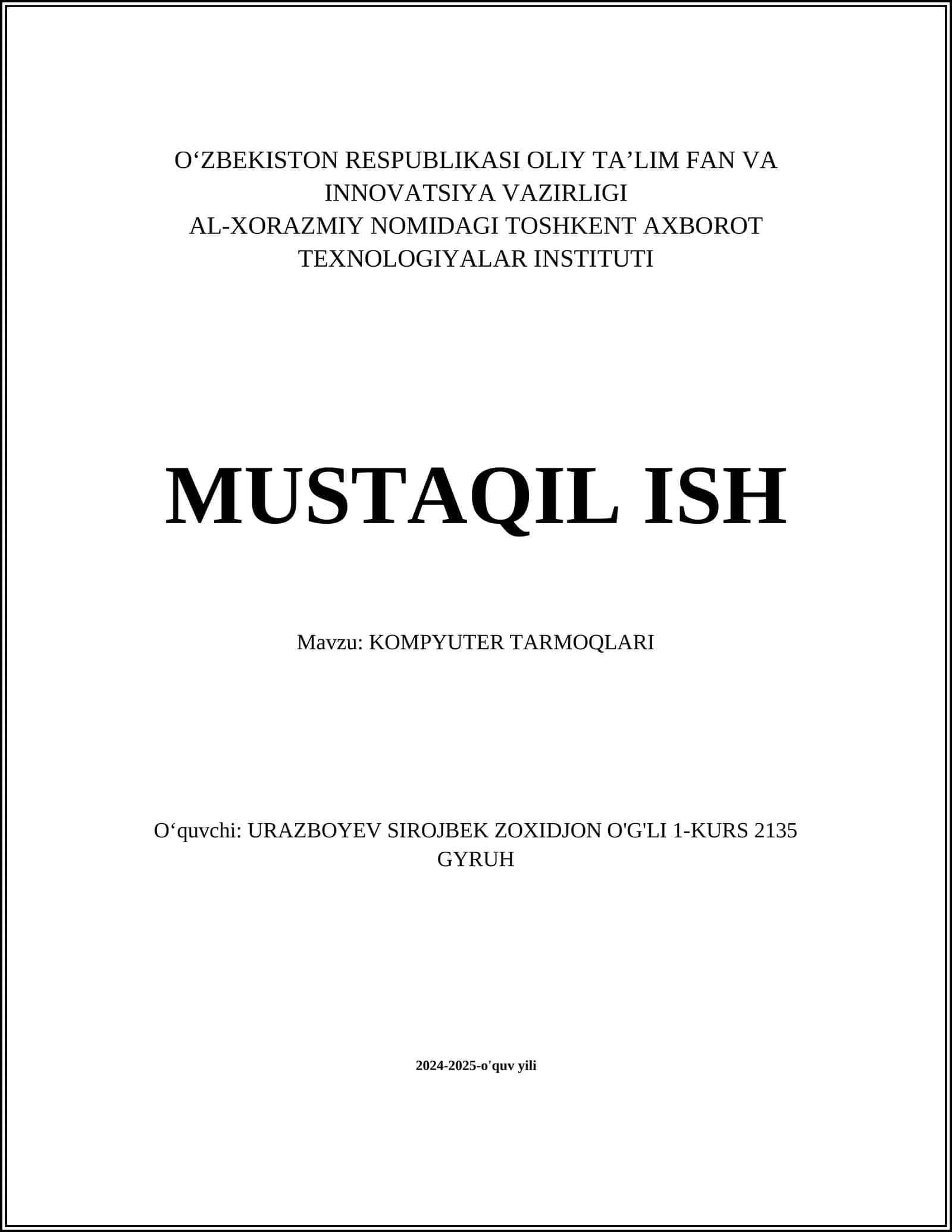 KOMPYUTER TARMOQLARI 1