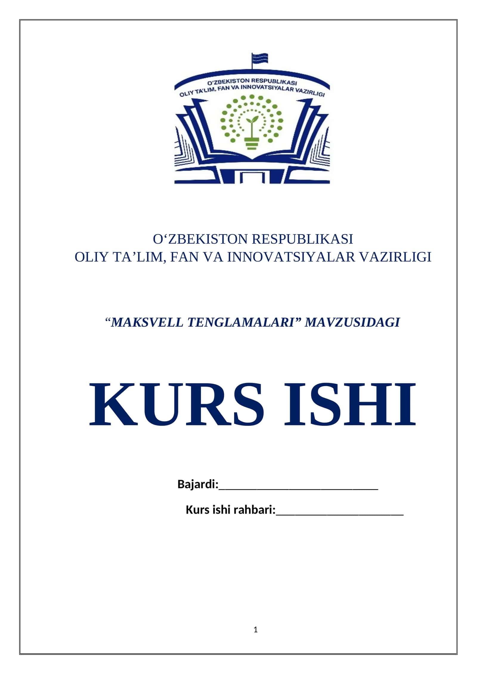 MAKSVELL TENGLAMALARI 1