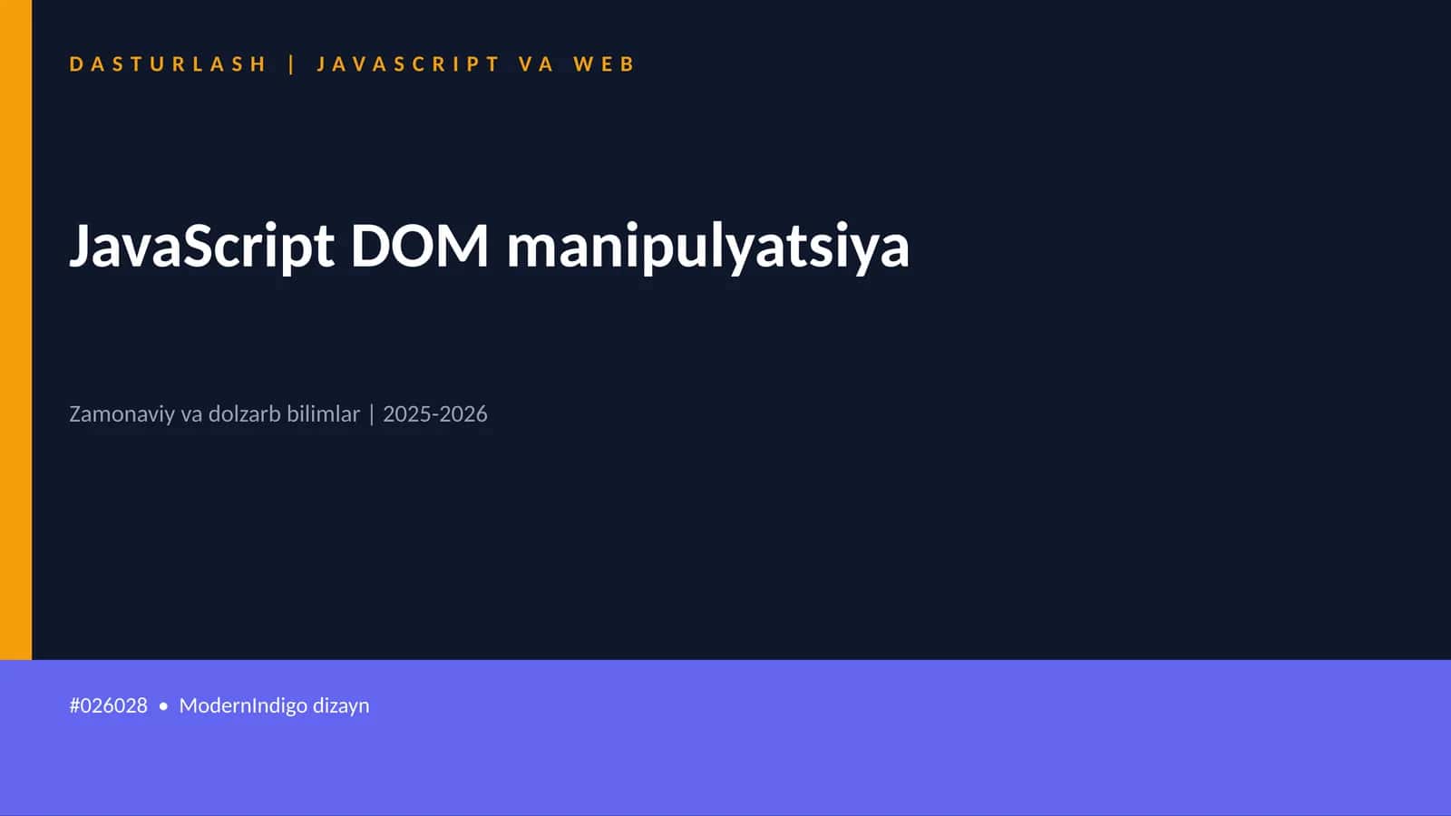 DASTURLASH | JAVASCRIPT VA WEB 1