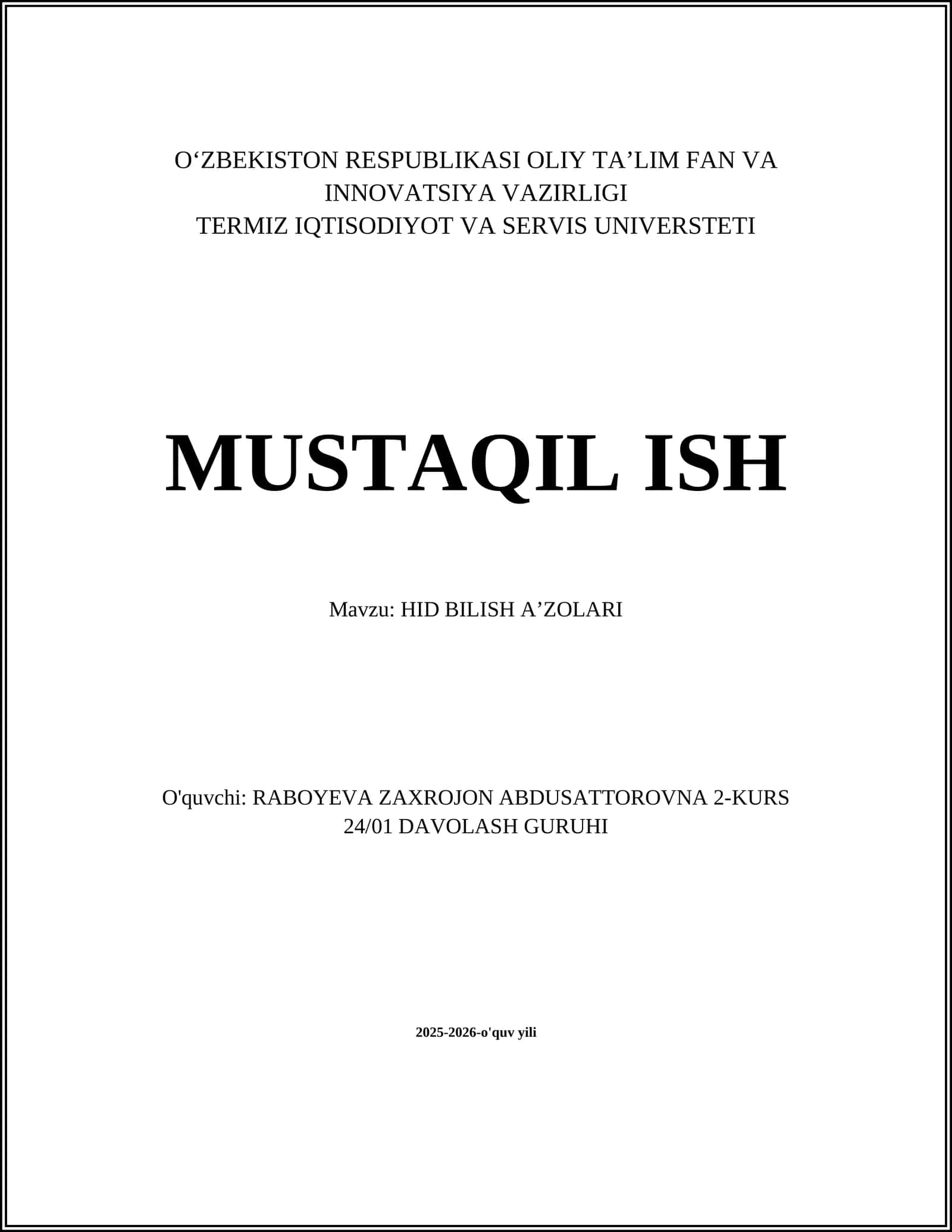 HID BILISH A’ZOLARI 1