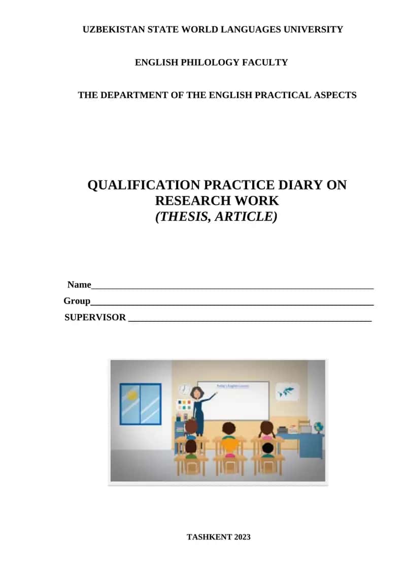 QUALIFICATION PRACTICE DIARY ON RESEARCH WORK 1