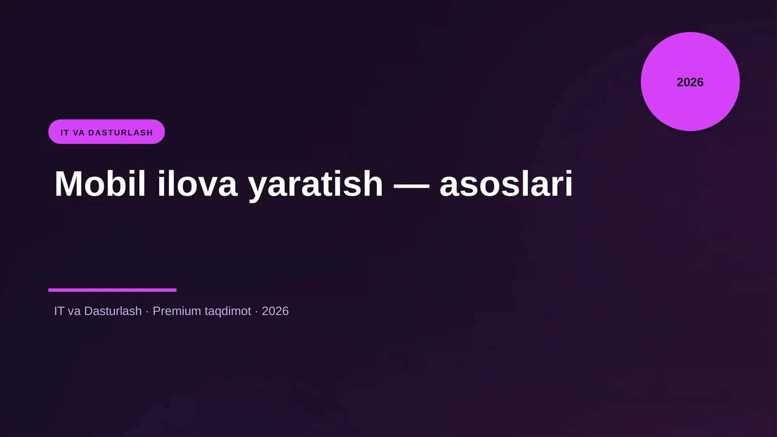 Mobil ilova yaratish — asoslari 1