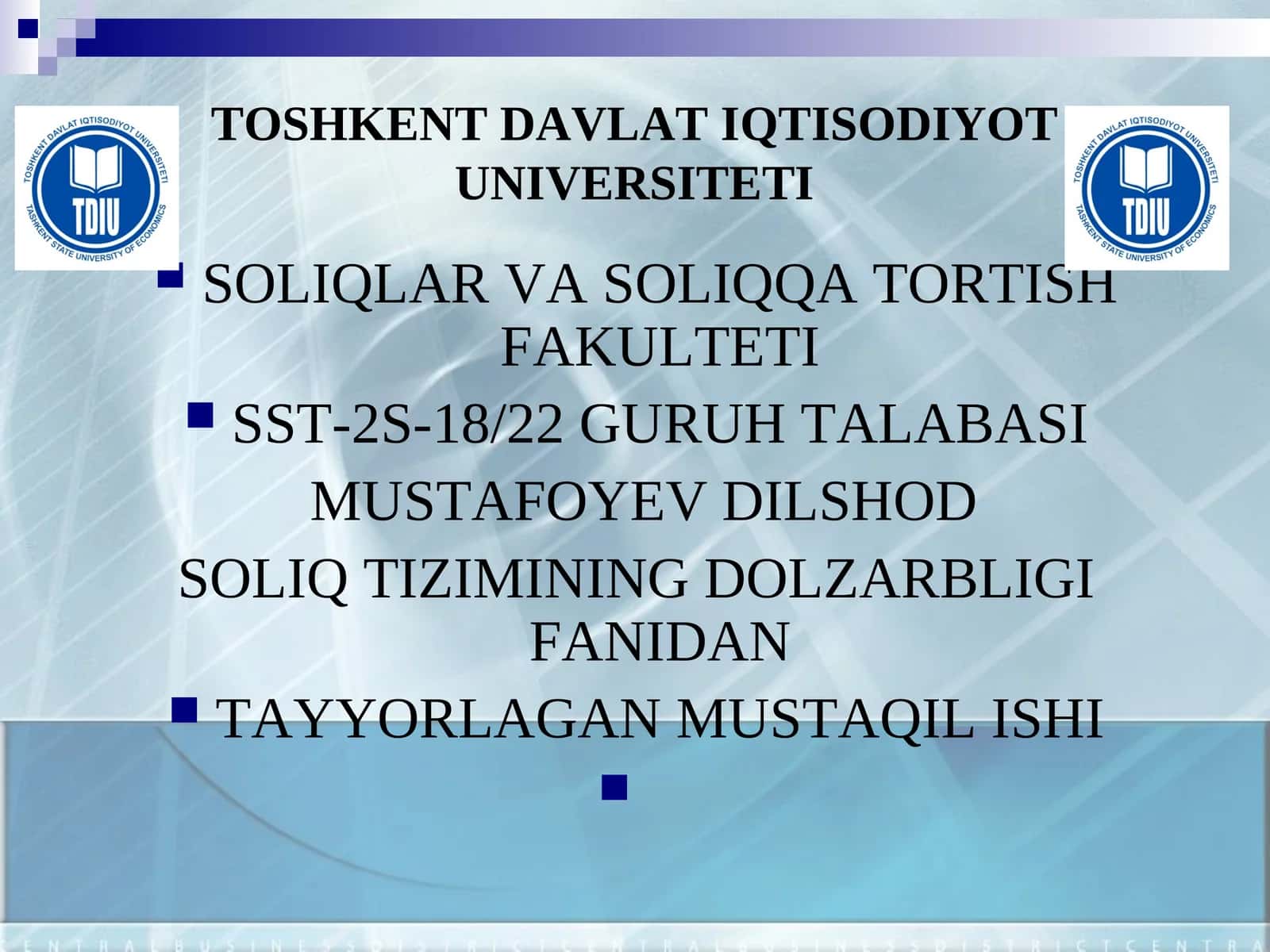 Soliqlarning tasnifi 1