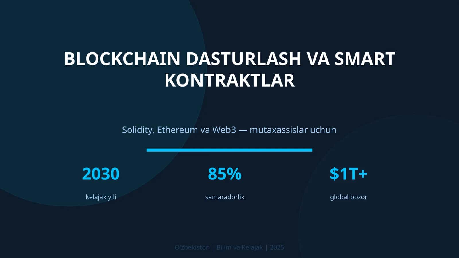 Blockchain dasturlash va smart kontraktlar 1
