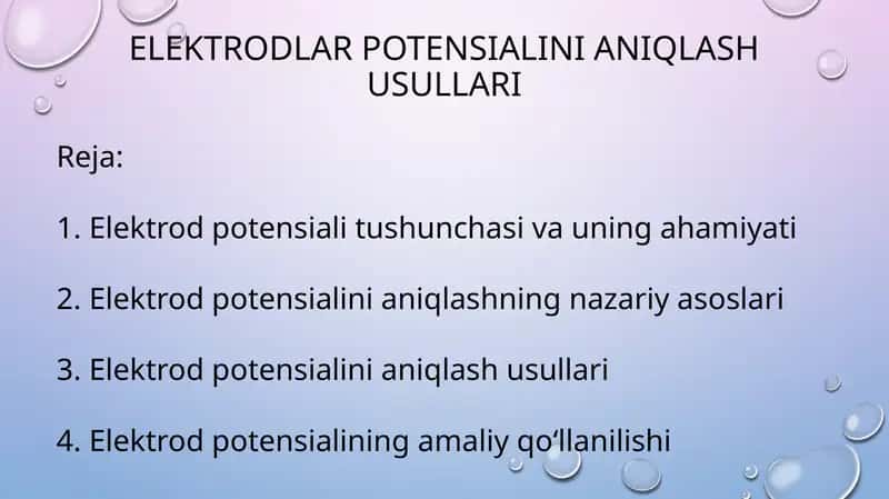 Elektrodlar potensialini aniqlash usullari 1
