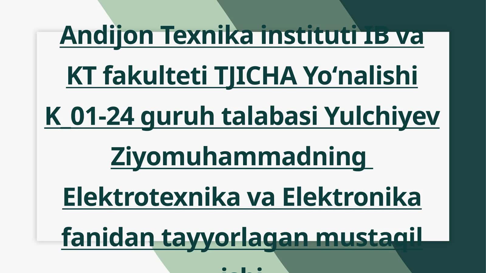 O’zgarmas tok zanjirlari 1