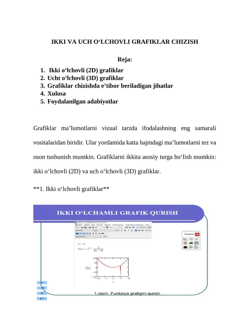 Ikki va uch o‘lchovli grafiklar chizish 1