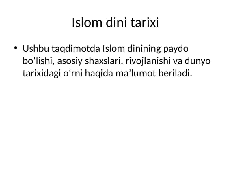 Islom dini tarixi 1