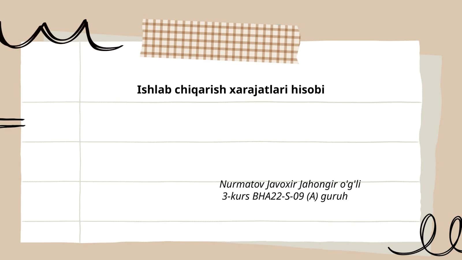 Ishlab chiqarish xarajatlari hisobi 1