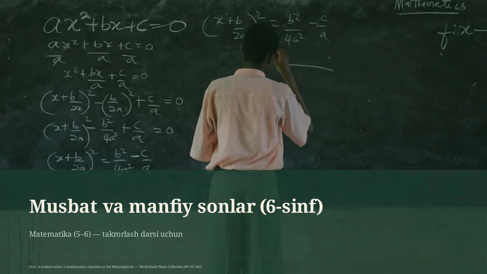 Musbat va manfiy sonlar (6-sinf) 1
