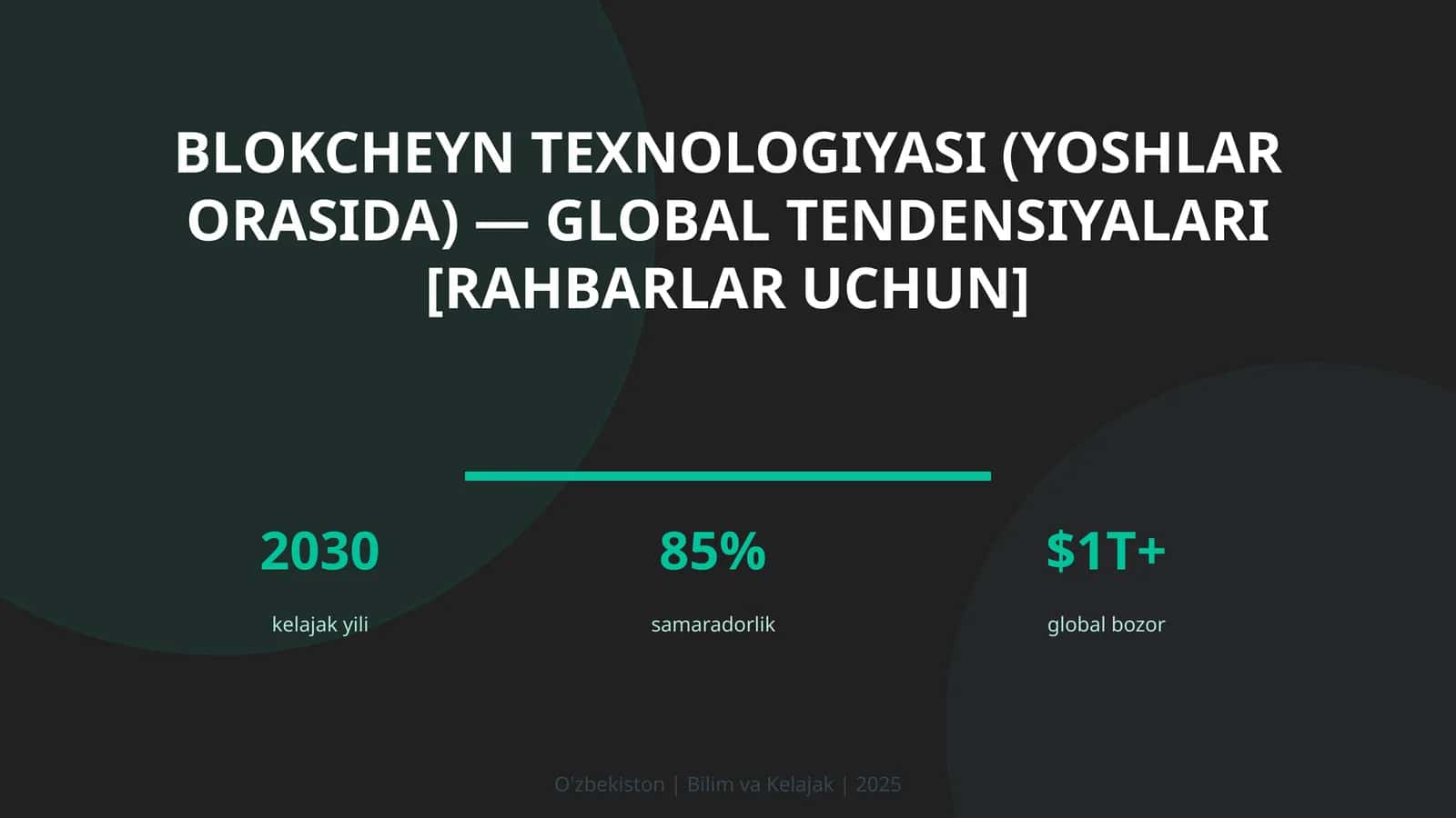 Blokcheyn texnologiyasi (yoshlar orasida) — global tendensiyalari [rahbarlar uchun] 1