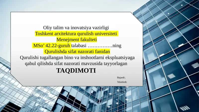 Qurulishda sifat nazorati 1