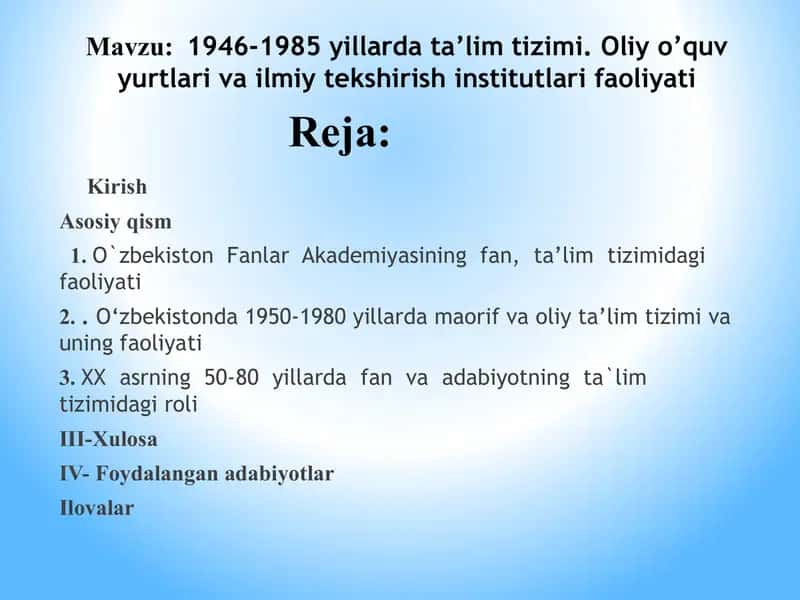 1946-1985 yillarda ta’lim tizimi 1