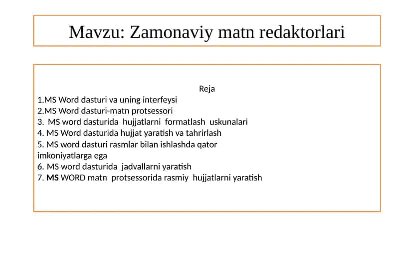 MS Word dasturi va uning interfeysi 1