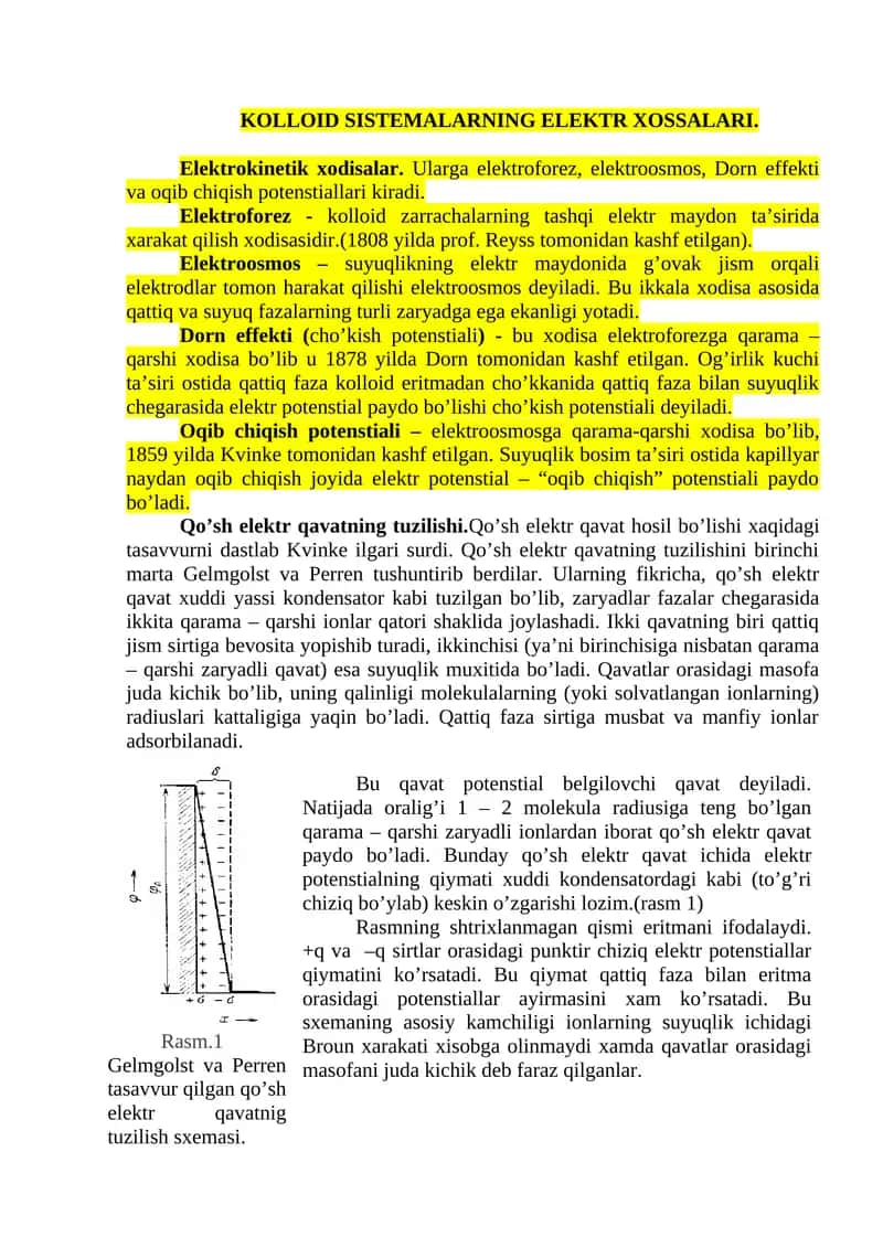Kolloid sistemalarning elektr xossalari 1