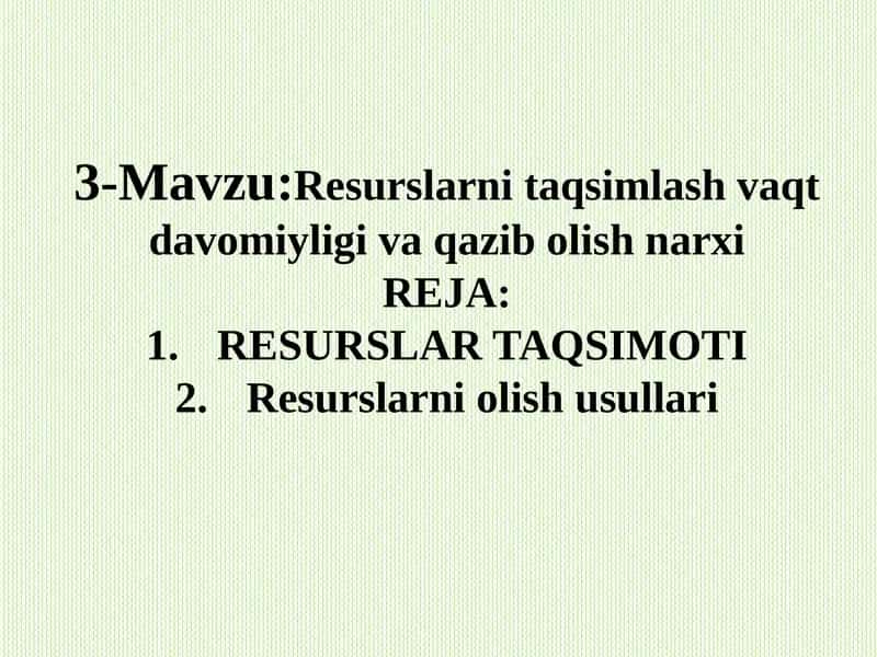 Resurslar taqsimoti 1