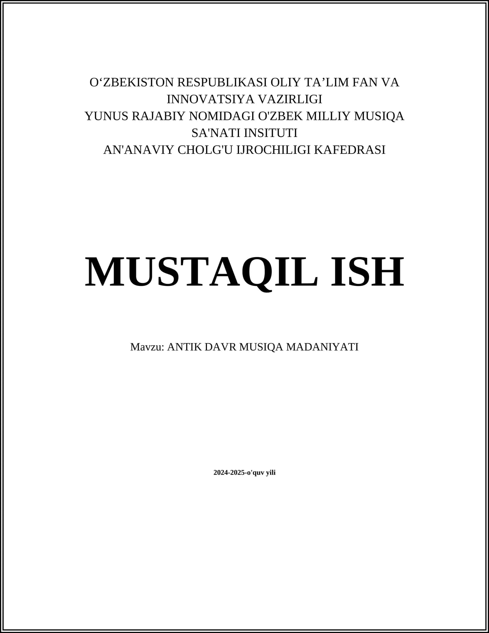 ANTIK DAVR MUSIQA MADANIYATI 1