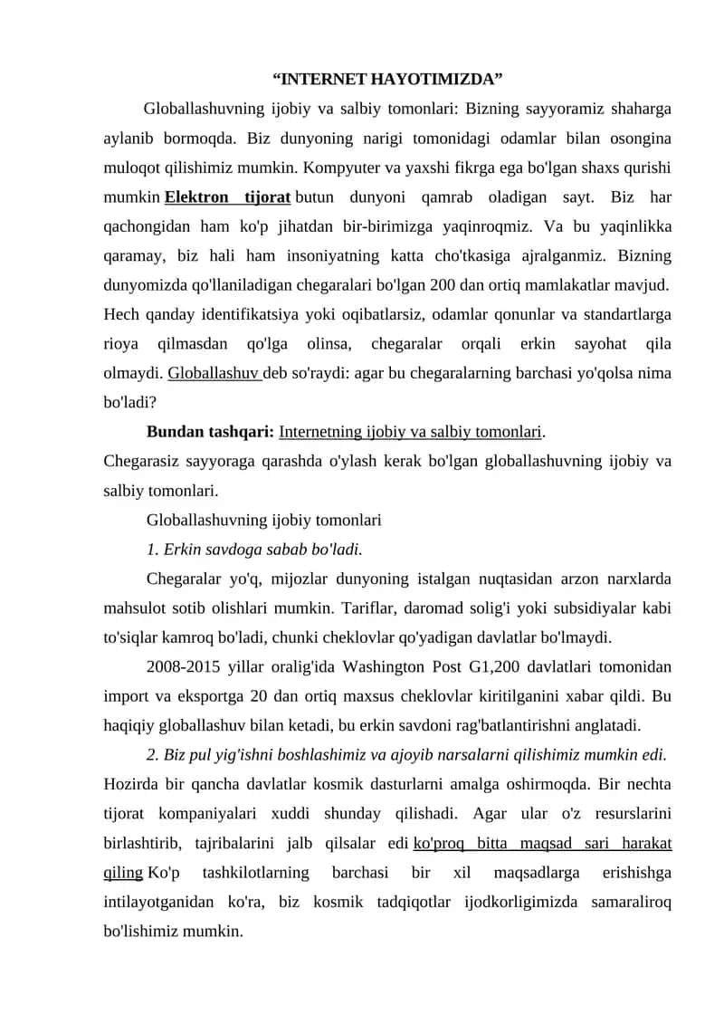 INTERNET HAYOTIMIZDA 1