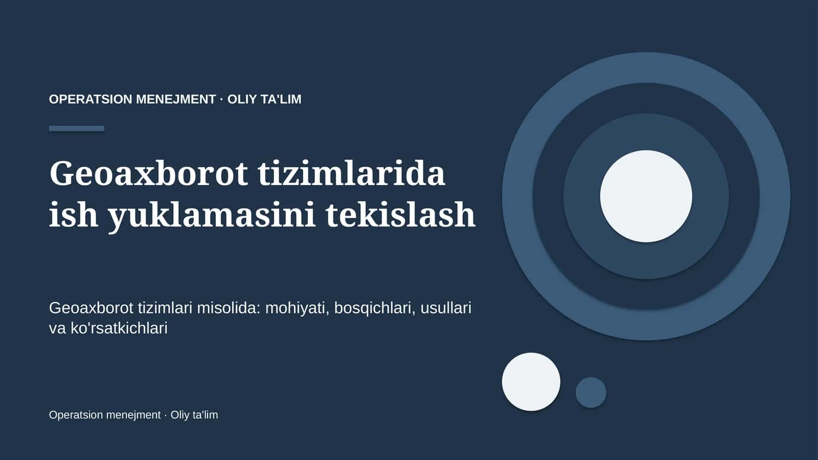 Geoaxborot tizimlarida ish yuklamasini tekislash 1