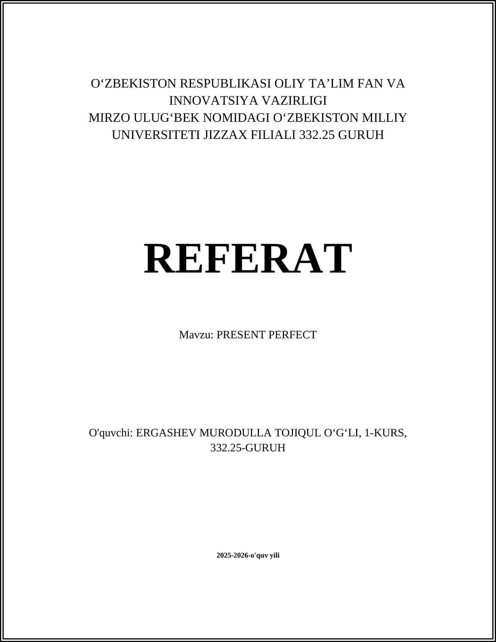 PRESENT PERFECT 1