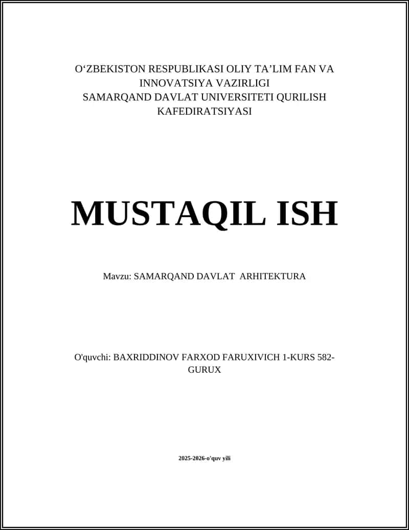 SAMARQAND DAVLAT ARHITEKTURA 1