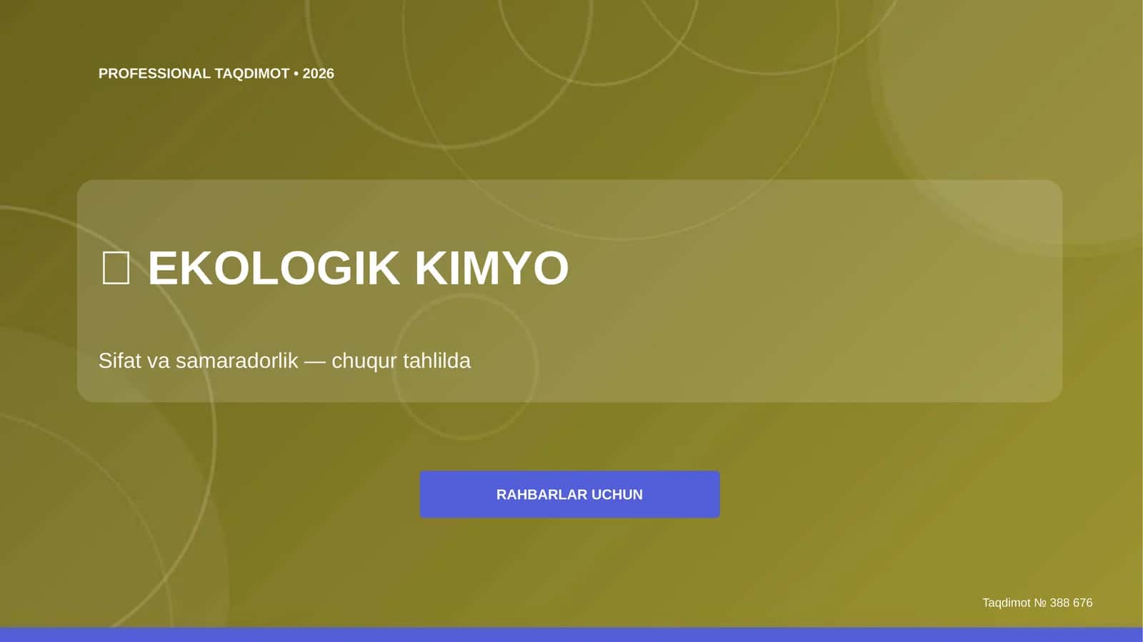 Ekologik Kimyo: Sifat va Samaradorlik 1