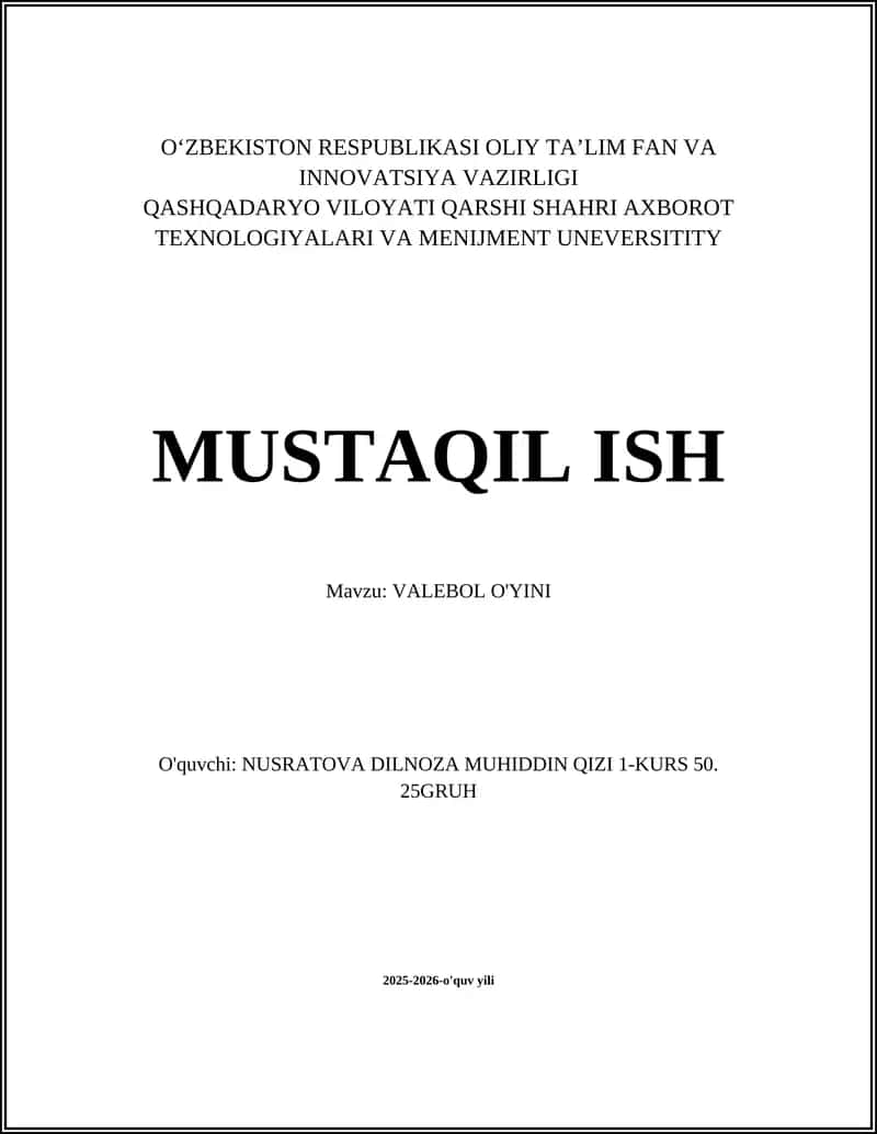 VALEBOL O'YINI 1