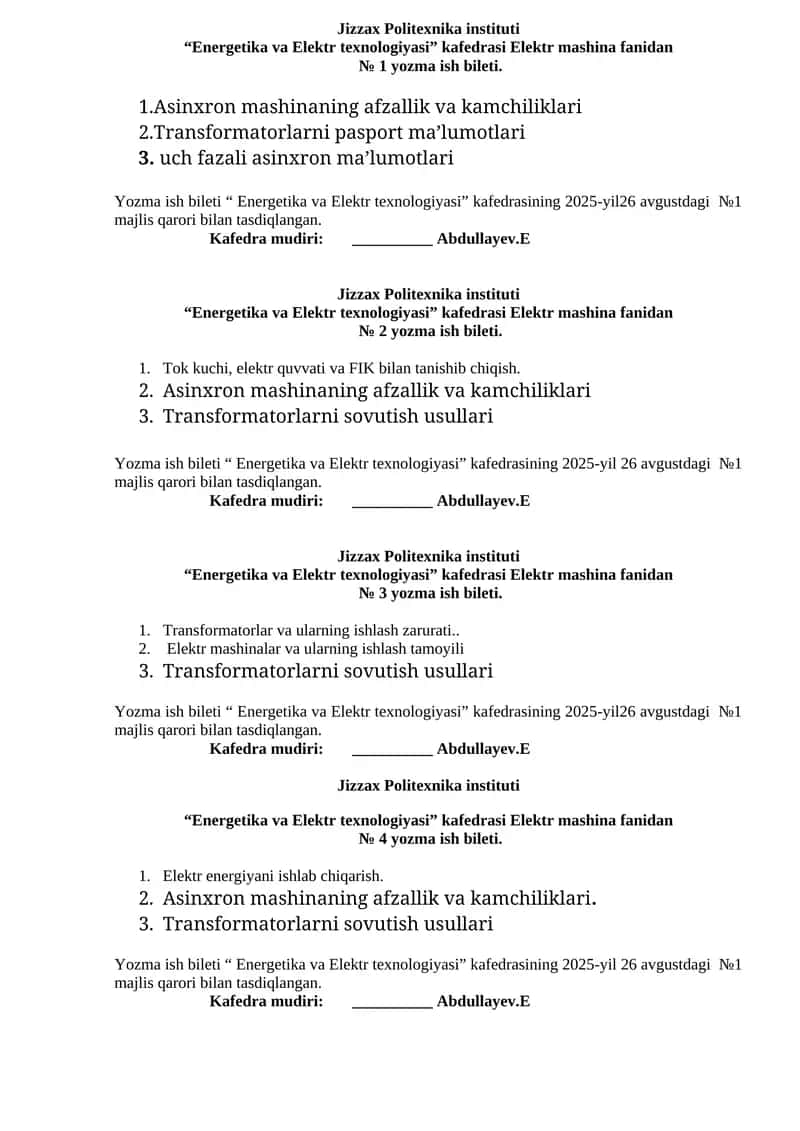 № 3 yozma ish bileti 1